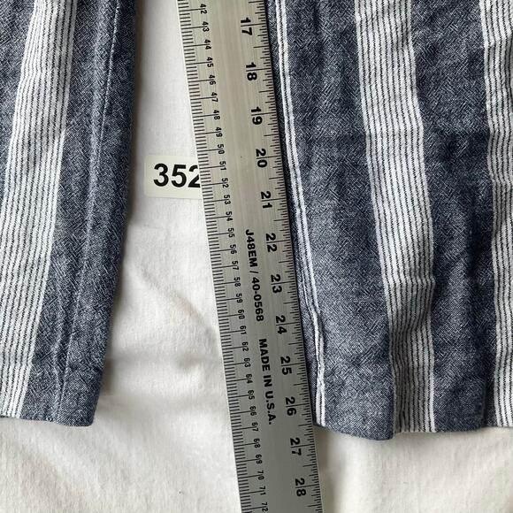 Old Navy Women Casual Pants size S Linen Rayon Elastic Waist Stripes Blue White - Picture 5 of 10